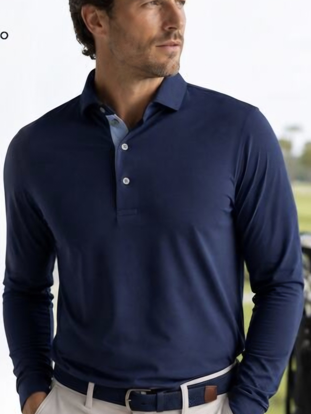 Greyson Long Sleeve Polo Shirt Blue - XL